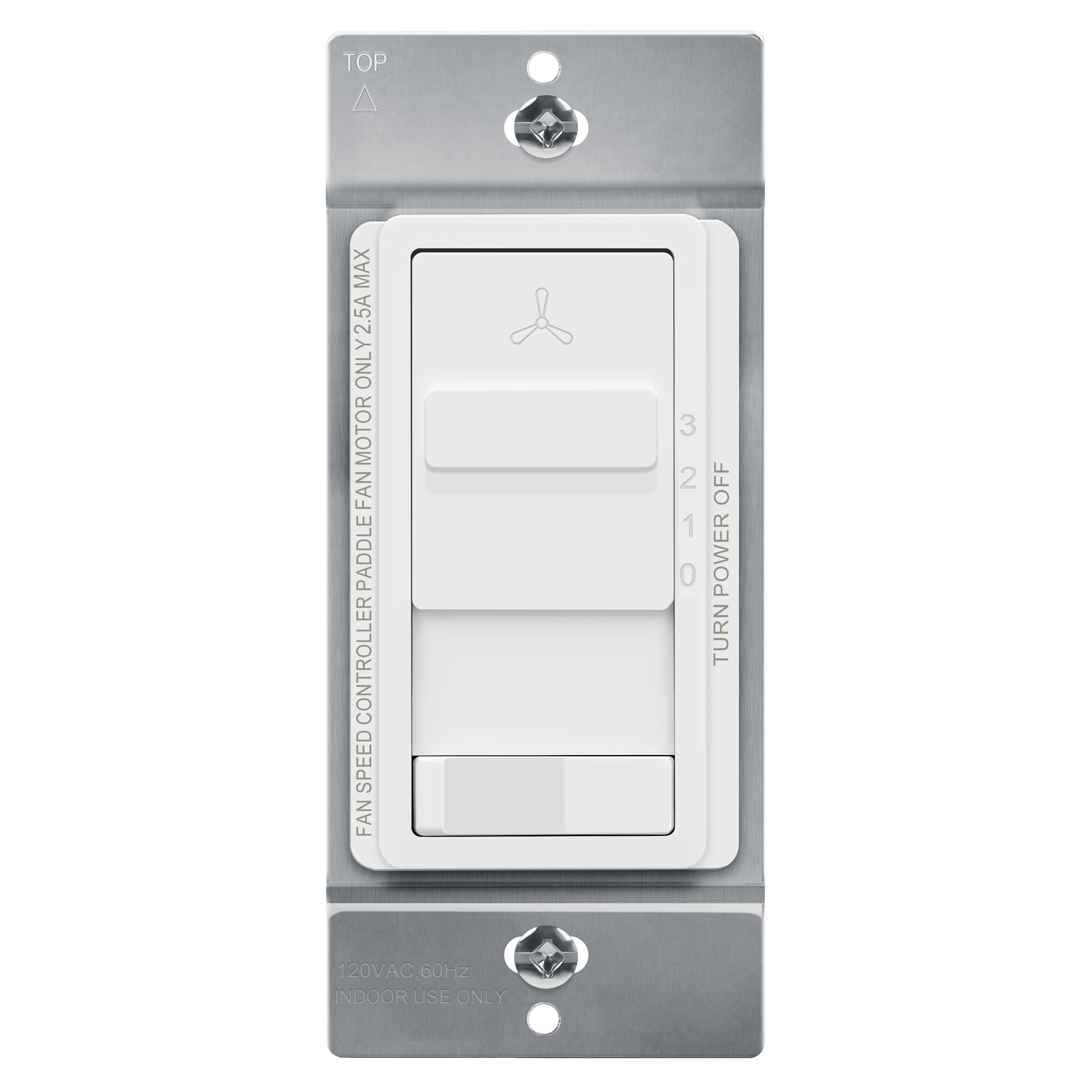3-Speed Slide Fan Control & Light Switch 17017-F3-W